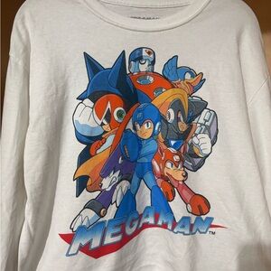 Bioworld CAPCOM MegaMan Long Sleeve Tee - White and Multicolor